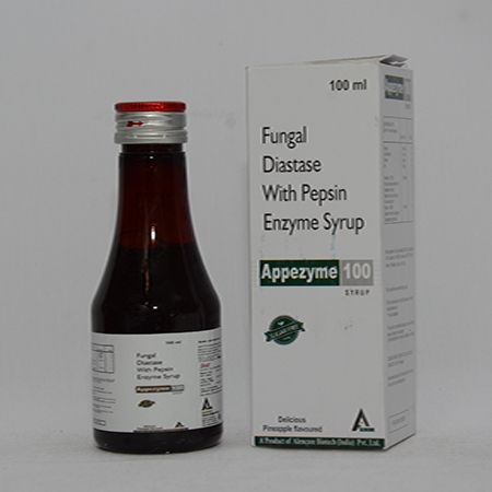 Product Name: APPEZYME 100, Compositions of APPEZYME 100 are Fungal Diastate with Pepsin Enzyme Syrup - Alencure Biotech Pvt Ltd