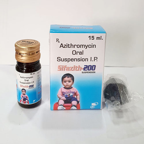 Product Name: Sifazith 200, Compositions of Sifazith 200 are Azithromycin Oral Suspension IP - Pride Pharma