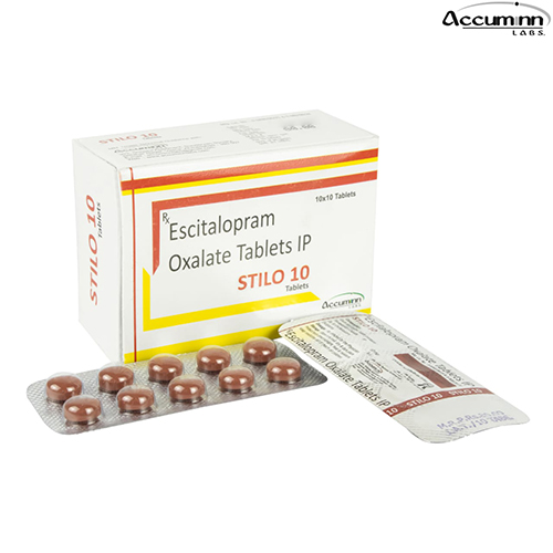 Product Name: Stilo 10, Compositions of Stilo 10 are Escitalopram Oxalate Tablets IP - Accuminn Labs