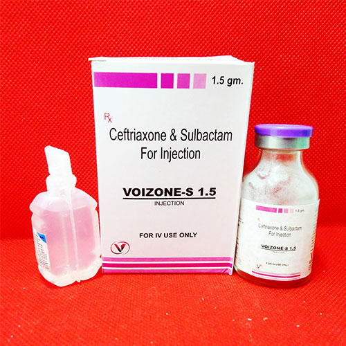 Product Name: Voizone S 1.5, Compositions of Voizone S 1.5 are Ceftriaxone 1 gm +Sulbactum500 mg - Voizmed Pharma Private Limited