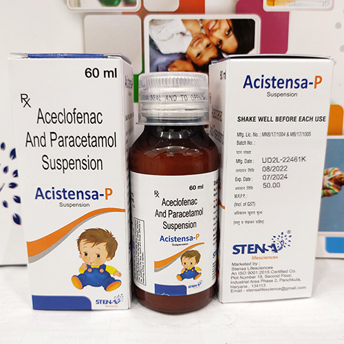 Product Name: ACISTENSA P, Compositions of ACISTENSA P are Aceclofenac And Paracetamol Suspension - Stensa Lifesciences