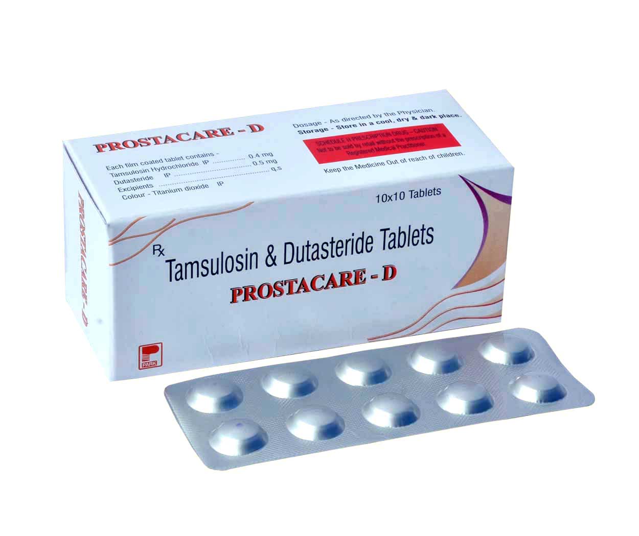 Product Name: PROSTACARE D, Compositions of PROSTACARE D are Tamsulosin & Dutasteride Tablets - Park Pharmaceuticals