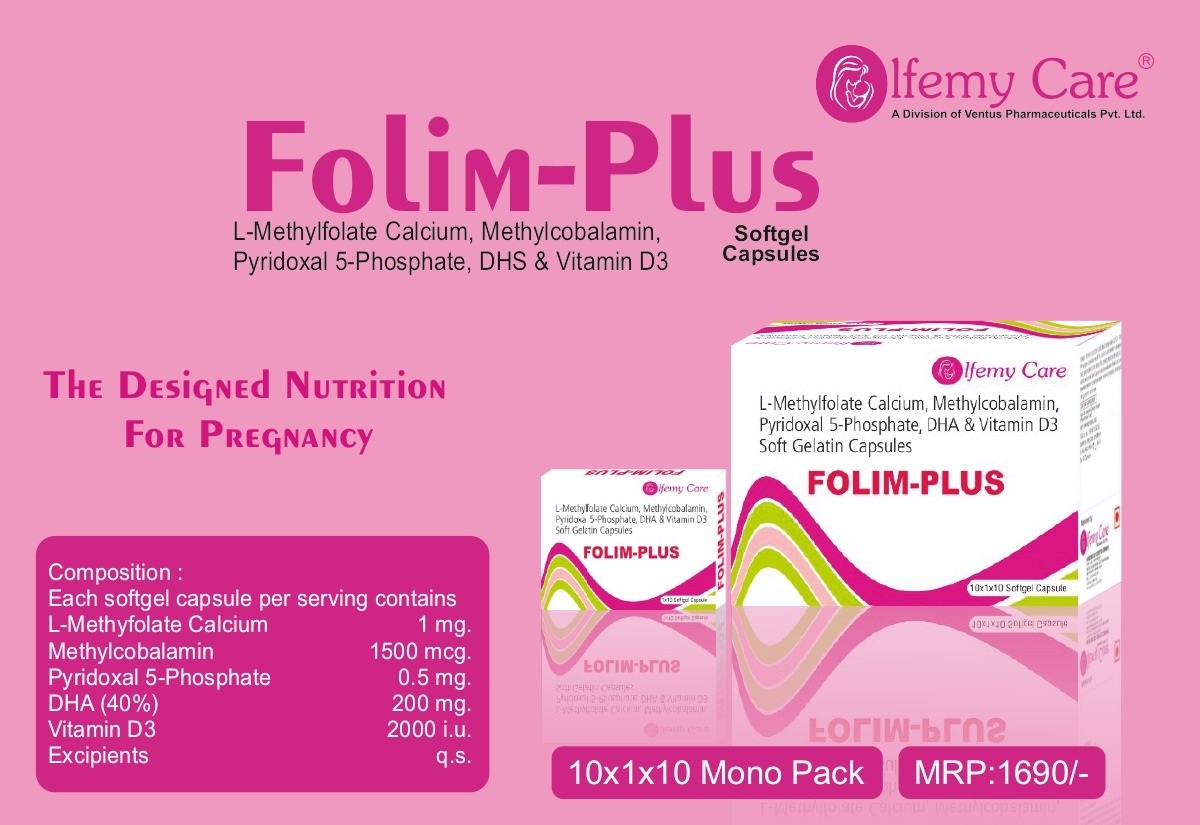 Product Name: Folim Plus, Compositions of Folim Plus are L-Methylfolate Calcium,Methylcobalmin,Pyridoxal 5-Phospate,DHS & Vitamin D3 - Olfemy Care