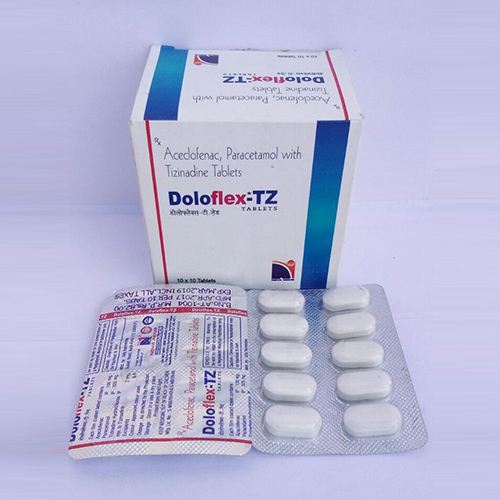 Product Name: Doloflex TZ, Compositions of Doloflex TZ are Aceclofenac,Paracetamol with Tizinadine Tablets - Nova Indus Pharmaceuticals
