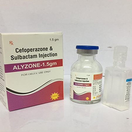 Product Name: Alyzone 1.5 gm, Compositions of Alyzone 1.5 gm are Cefoperazone & Sulbactam for injection - Apikos Pharma