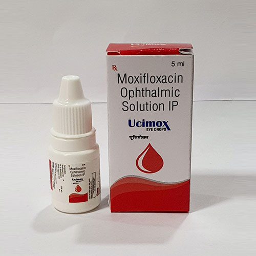 Product Name: Ucimox, Compositions of Ucimox are Moxifloxacin Ophthalmic Solution IP - Pride Pharma