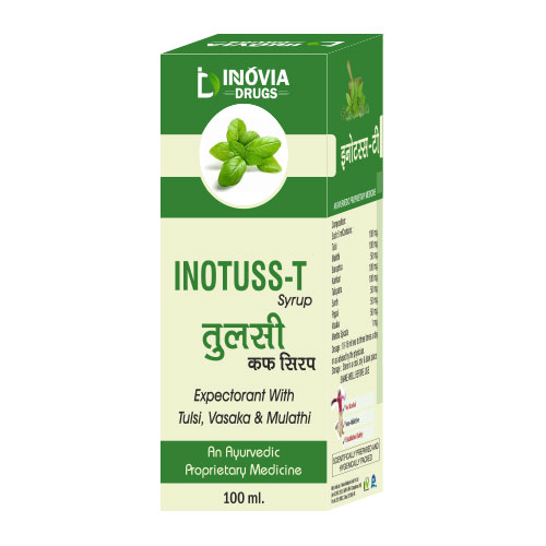 Product Name: Inotuss T, Compositions of Inotuss T are Expectorent with tulsi,Vasaka & Mulathi - Innovia Drugs