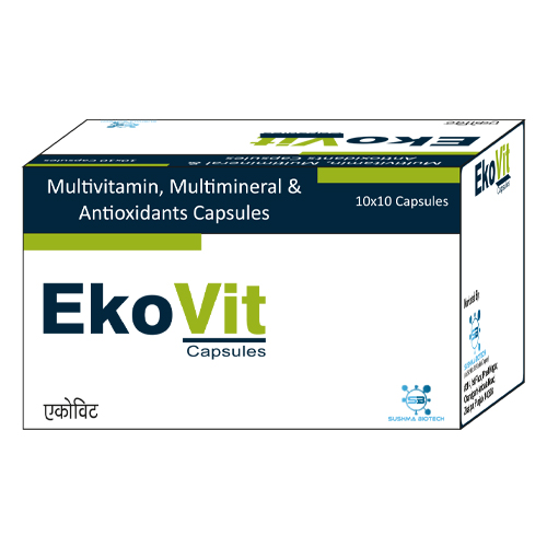 Product Name: Ekovit, Compositions of Ekovit are Multivitamin, Multimineral & Antioxidants Capsules - Sushma Biotech