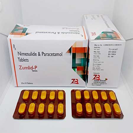 Product Name: Zumlid P, Compositions of Zumlid P are Nimesulide & Paracetamol Tablets - Zumax Biocare