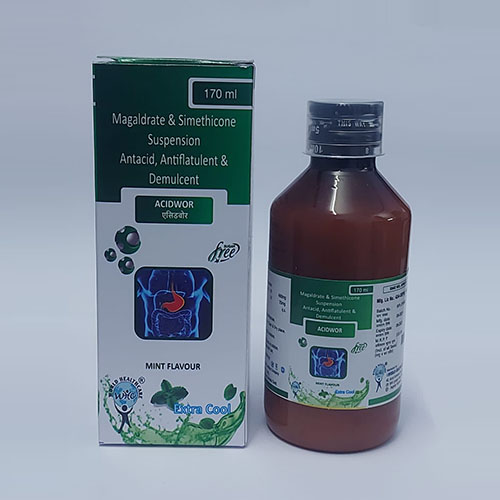 Product Name: Acidwor, Compositions of Acidwor are Magaldrate & Simethicone Suspension Antacid,Antiflatulent & Demulcent - WHC World Healthcare