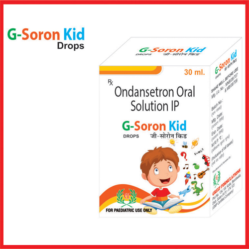 Product Name: G Soron Kid, Compositions of G Soron Kid are Ondansetran Oral Solution IP - Greef Formulations