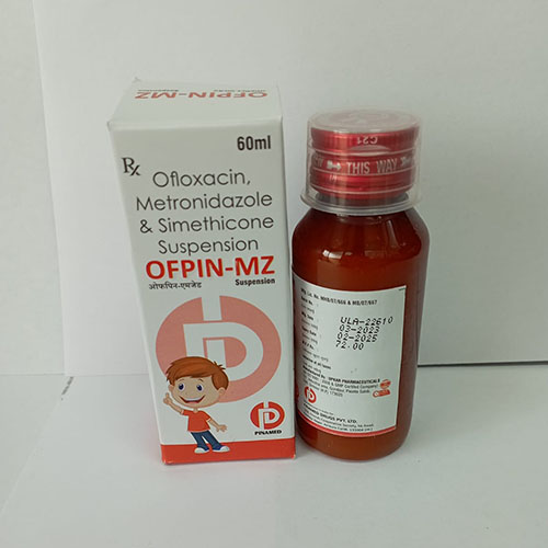 Product Name: Ofpin Mz, Compositions of Ofpin Mz are Ofloxacin,Metronidazole and Simethicone Suspension - Pinamed Drugs Private Limited