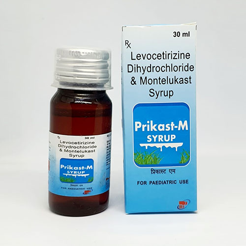 Product Name: Prikast M, Compositions of Prikast M are Levocetirizine Dihydrochloride & Montelukast Syrup - Pride Pharma