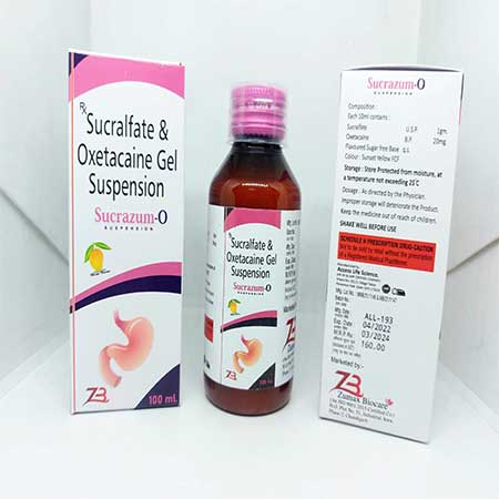 Product Name: Sucrazum O, Compositions of Sucrazum O are Suralfate & Oxetaciane Gel Suspension - Zumax Biocare