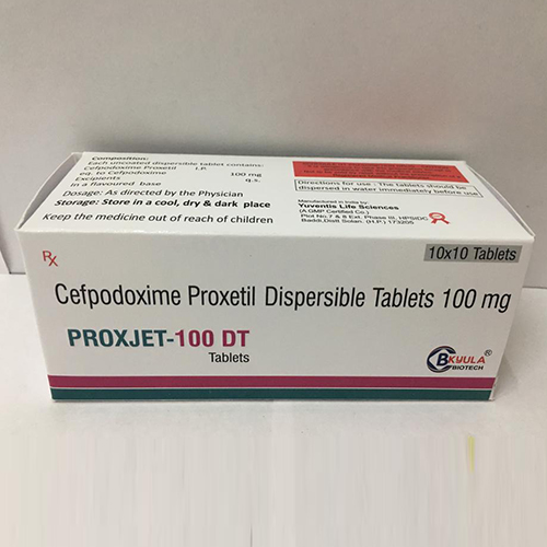 Product Name: Proxjet 100 DT, Compositions of Proxjet 100 DT are Cefpodoxime Proxetil Dispersible Tablets 100 mg - Bkyula Biotech