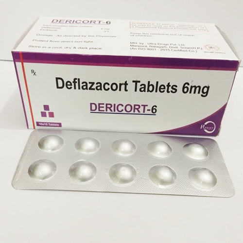 Product Name: Dericort 6, Compositions of Dericort 6 are Deflazacort Tablets 6 mg - JV Healthcare