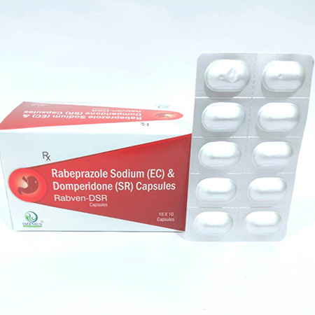 Product Name: RABVEN DSR, Compositions of RABVEN DSR are Rabeprazole Sodium (EC) & Domeperidone (SR) Capsules - Ozenius Pharmaceutials