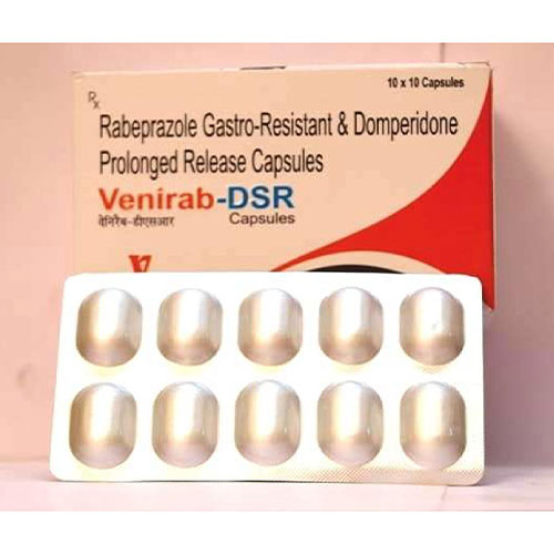 Product Name: Venirab DSR, Compositions of Venirab DSR are Rabeprazole gastro resistant & Domperidone Prolonged Release - Venix Global Care Private Limited