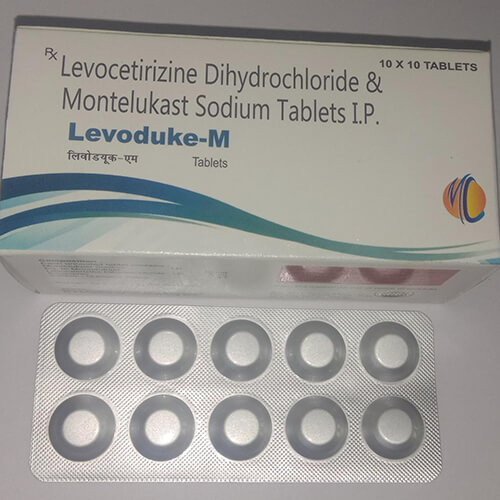 Product Name: Levoduke M, Compositions of Levoduke M are Levocetirizine Dihydrochloride & Montelukast Sodium Tablets ip - Macro Labs Pvt Ltd