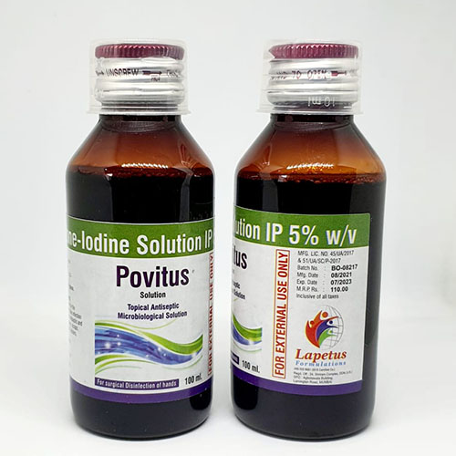 Product Name: Povitus, Compositions of Povitus are Pivodine-Iodine Solution IP - Pride Pharma