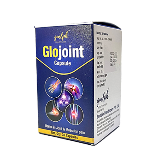 Product Name: GloJoint, Compositions of GloJoint are Joint & Muscular Pain - Guelph Healthcare Pvt Ltd