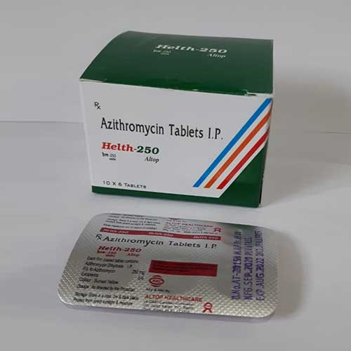 Product Name: Helth 250, Compositions of Helth 250 are Azithromycin Tablets IP - Altop HealthCare