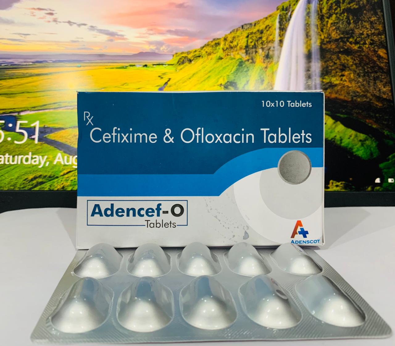 Product Name: Adencef O, Compositions of Adencef O are Cefixime &  Ofloxacin Tablets - Adenscot Healthcare Pvt. Ltd.