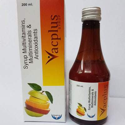 Product Name: Vacplus syrup multivitamins, Compositions of Vacplus syrup multivitamins are Syrup Multivitamins, Multiminerals & Antioxidents - Cubic Lifesciences Private Limited