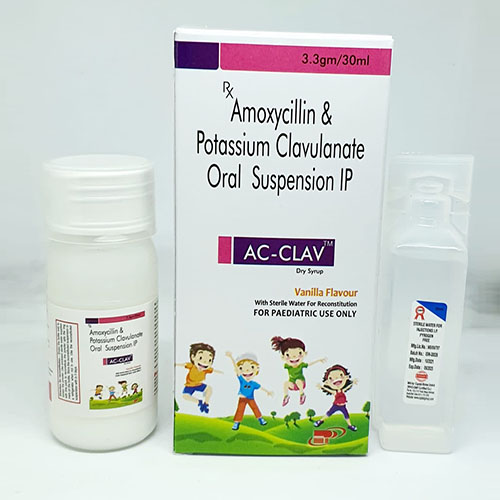 Product Name: Ac Clav, Compositions of Ac Clav are Amoxycillin & Potassium Clavulanate Oral Suspension Ip - Pride Pharma