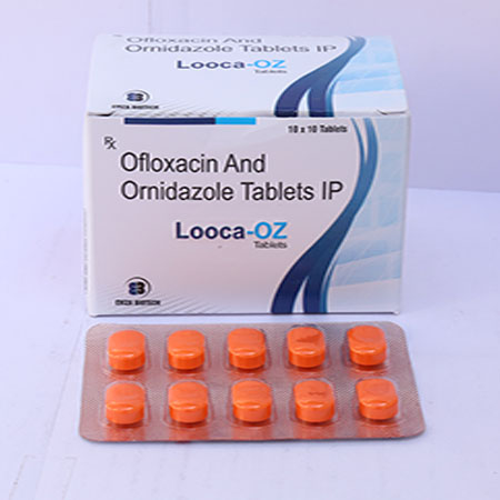 Product Name: Looca OZ, Compositions of Looca OZ are Ofloxacin And Ornidazole Tablets IP - Eviza Biotech Pvt. Ltd
