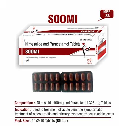 Product Name: Soomi, Compositions of Soomi are Nimesulide & Paracetamol Tablets - Euphoria India Pharmaceuticals