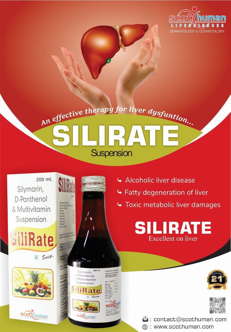 Product Name: Silirate, Compositions of Silirate are Silymarin D-Panthenol & Multivitamin - Pharma Drugs and Chemicals