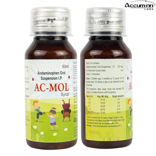 Product Name: AC Mol, Compositions of AC Mol are Acetaminophen Oral Suspension IP - Accuminn Labs