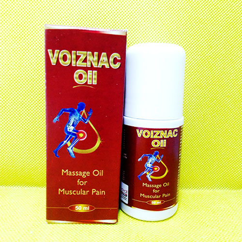 Product Name: Voiznac Oil, Compositions of Voiznac Oil are AYURVEDIC MUSCULAR PAIN OIL - Voizmed Pharma Private Limited