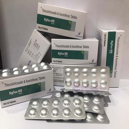 Product Name: Ngflex Mr, Compositions of Ngflex Mr are Thiocolchicoside & Aceclofenac Tablets - NG Healthcare Pvt Ltd