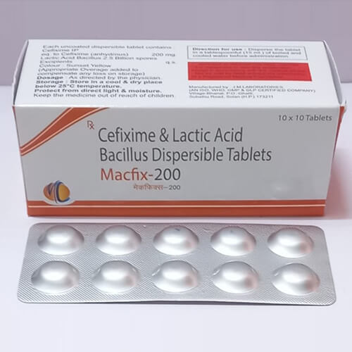 Product Name: Macdic, Compositions of Macdic are Cefixime & Lactic Acid Bacillus Dispersible Tablets - Macro Labs Pvt Ltd