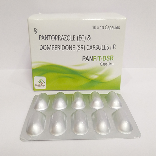 Product Name: Panfit DSR, Compositions of Panfit DSR are Pantoprazole (EC) & Domperidone (SR) capsules IP - Healthtree Pharma (India) Private Limited