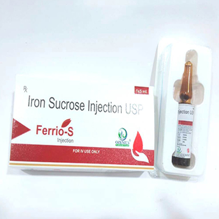 Product Name: FERRIO S, Compositions of FERRIO S are Iron Sucrose Injection USP - Ozenius Pharmaceutials