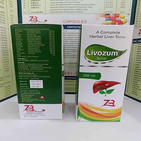 Product Name: Livozum , Compositions of A Complete Herbal Liver Tonic are A Complete Herbal Liver Tonic - Zumax Biocare