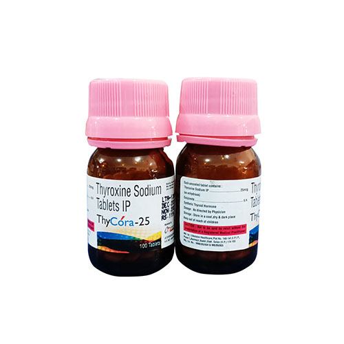 Product Name: Thycora 25, Compositions of Thycora 25 are Thyroxine Sodium Tablets IP - Arlak Biotech