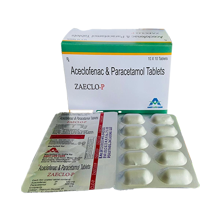 Product Name: Zaeclo P, Compositions of Zaeclo P are Aceclofenac & Paracetamol Tablets - Amzy Life Care