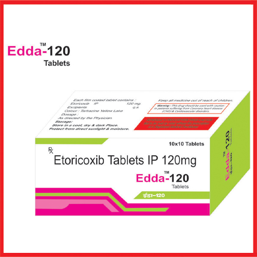 Product Name: Edda 120, Compositions of Edda 120 are Etoricoxib Tablets IP 120 mg - Greef Formulations