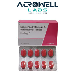 Product Name: Ezaflam P, Compositions of Ezaflam P are Diclofenac Potassium and Paracetamol Tablets - Acrowell Labs Private Limited