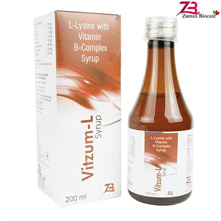 Product Name: Vitzum L, Compositions of L-Lysine with Vitamin B-Complex Syrup are L-Lysine with Vitamin B-Complex Syrup - Zumax Biocare