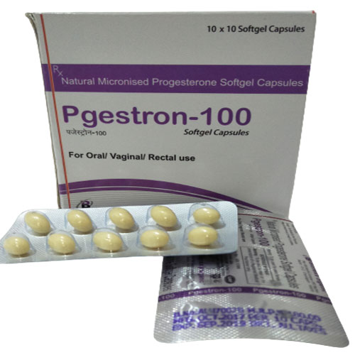 Product Name: Pgestron 100, Compositions of Pgestron 100 are NATURAL MICRONISED PROGESTRON  SOFTGEL - Bionexa Organic