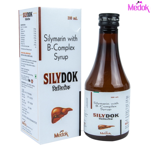 Product Name: Silydok, Compositions of Silydok are Silymarin with B complex syrup - Medok Life Sciences Pvt. Ltd