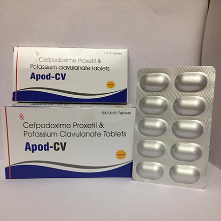 Product Name: APOD CV, Compositions of APOD CV are Cefpodoxime Proxetil & Potassium Clavulanate Tablets - Apikos Pharma