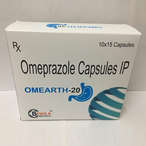 Product Name: Omearth 20, Compositions of Omearth 20 are Omeprazole Capsules IP - Bkyula Biotech