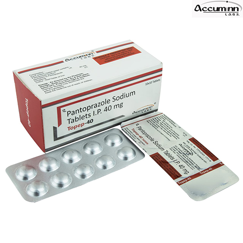 Product Name: Topep 40, Compositions of Topep 40 are Pantoprazole Sodium Tablets IP 40mg - Accuminn Labs