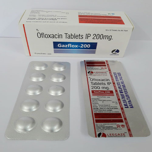Product Name: Gazflox 200, Compositions of Gazflox 200 are Ofloxacin - Leegaze Pharmaceuticals Private Limited